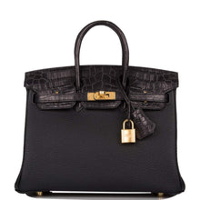 画像をギャラリービューアに読み込む, 【新品】エルメス ブラックマットアリゲーター/トゴ バーキンタッチ 25cm ゴールド金具