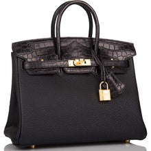 画像をギャラリービューアに読み込む, 【新品】エルメス ブラックマットアリゲーター/トゴ バーキンタッチ 25cm ゴールド金具