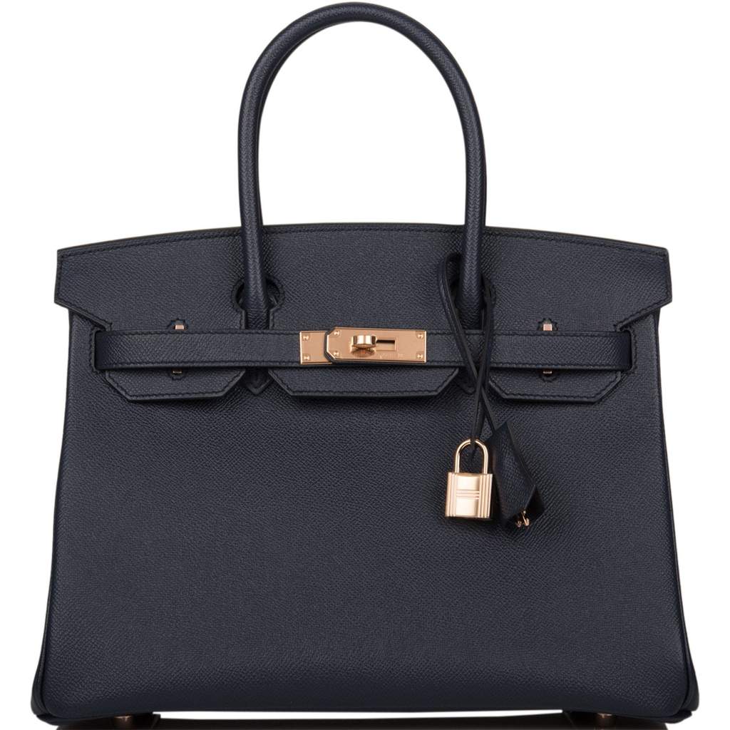 New] Hermès Birkin 30  Bleu Indigo, Epsom Leather, Rose Gold