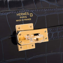 画像をギャラリービューアに読み込む, 【新品】エルメス ケリーセリエ25 |ブルーマリン、シャイニーアリゲーターレザー、ゴールド金具