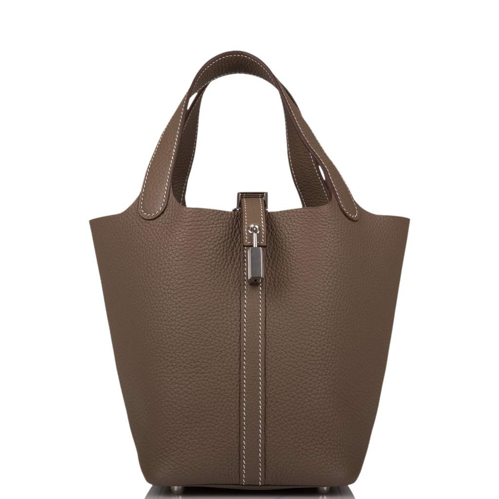 Shop HERMES Picotin Lock Casual Style Plain Leather Party Style