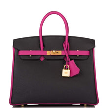 画像をギャラリービューアに読み込む, 【新品】エルメス 馬蹄型刻印(HSS) バイカラー ブラック&ローズプールプレ トゴ バーキン 25cm ブラッシュゴールド金具