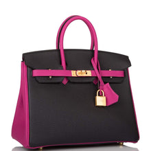 画像をギャラリービューアに読み込む, 【新品】エルメス 馬蹄型刻印(HSS) バイカラー ブラック&ローズプールプレ トゴ バーキン 25cm ブラッシュゴールド金具