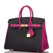 画像をギャラリービューアに読み込む, 【新品】エルメス 馬蹄型刻印(HSS) バイカラー ブラック&ローズプールプレ トゴ バーキン 25cm ブラッシュゴールド金具