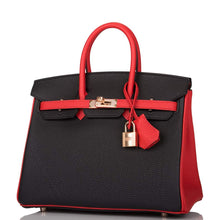 画像をギャラリービューアに読み込む, 【新品】エルメス 馬蹄型刻印(HSS) バイカラー ブラック&ルージュ ド クール トゴ バーキン 25cm ゴールド金具