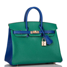 画像をギャラリービューアに読み込む, 【新品】エルメス 馬蹄型スタンプ(HSS) バイカラー ヴェール ヴァーティゴとブルー エレクトリック シェーブル バーキン 25cm ローズゴールド金具