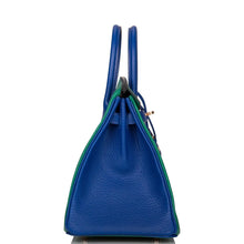 画像をギャラリービューアに読み込む, 【新品】エルメス 馬蹄型スタンプ(HSS) バイカラー ヴェール ヴァーティゴとブルー エレクトリック シェーブル バーキン 25cm ローズゴールド金具