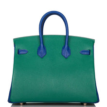 画像をギャラリービューアに読み込む, 【新品】エルメス 馬蹄型スタンプ(HSS) バイカラー ヴェール ヴァーティゴとブルー エレクトリック シェーブル バーキン 25cm ローズゴールド金具