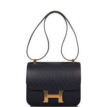 画像をギャラリービューアに読み込む, 【新品】エルメス 馬蹄スタンプ(HSS) ブルーインギド ヴェルソ オーストリッチ コンスタンス 24cm ゴールド金具