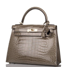 画像をギャラリービューアに読み込む, 【新品】エルメス ケリーセリエ28 |ホースシュー スタンプ (HSS)、グリ トゥルテレルとブルー サフィール、アリゲーター クロコダイル スキン、パーマブラス ハードウェア