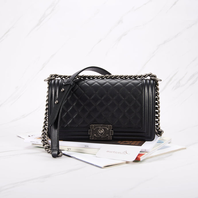 [Open Box] Chanel Boy | Caviar & Ruthenium-Finish Metal