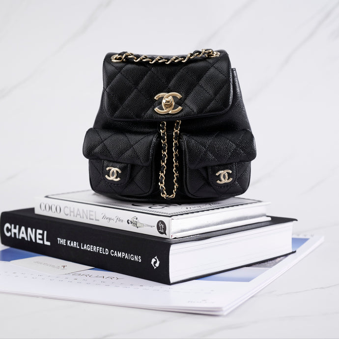 [NEW] Chanel 23P Small Backpack | Grained Shiny Calfskin Black & Gold-Tone Metal