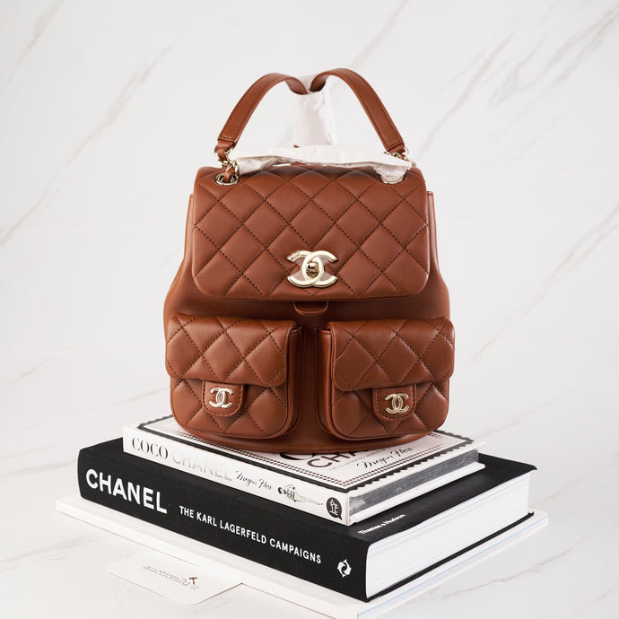 [NEW] Chanel 23A Small Backpack | Calfskin Brown & Gold-Tone Metal