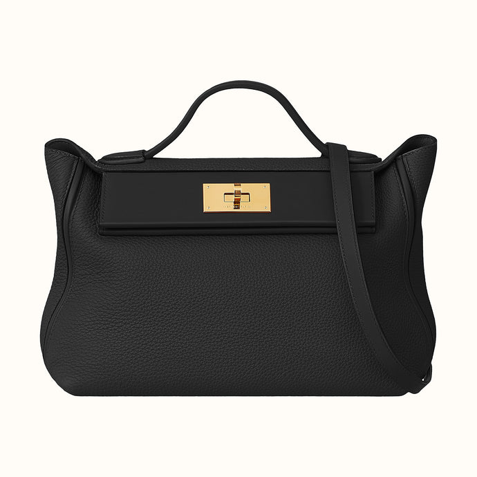 [New] Hermès 24/24 29 | Noir, Togo & Swift Leather, Gold Hardware