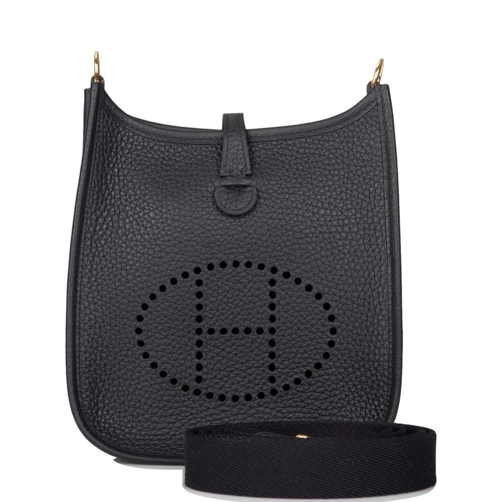 [New] Hermès Black Clemence Evelyne TPM Bag Gold Hardware