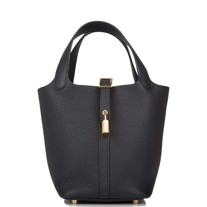 [New] Hermès Picotin Lock 18 | Noir/Black, Clemence Leather, Gold Hardware