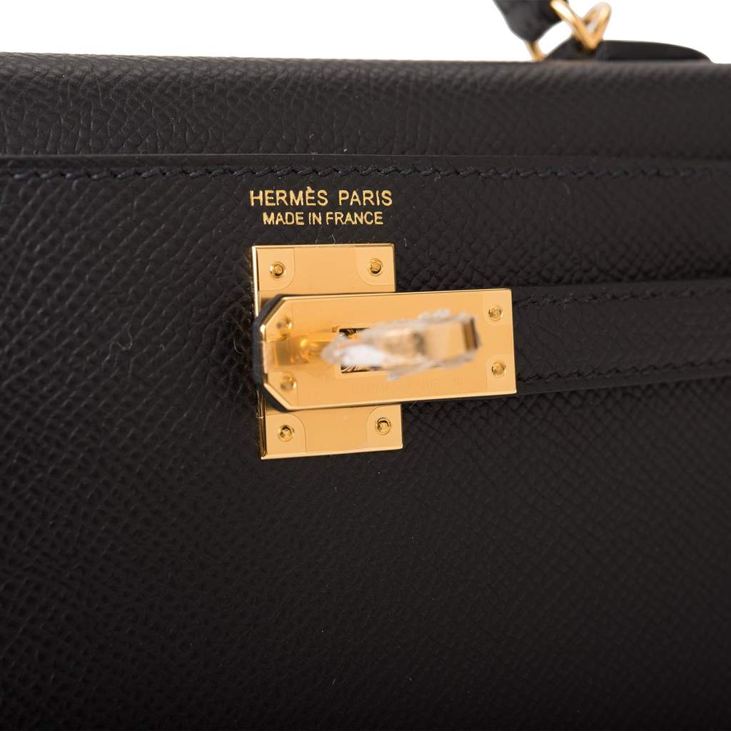 Hermes Kelly 35 Sellier Noir Black Epsom Gold Hardware #A