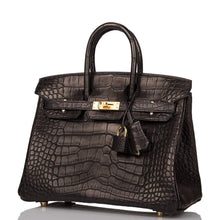 Load image into Gallery viewer, [New] Hermès Black Matte Alligator Birkin 25cm Gold Hardware
