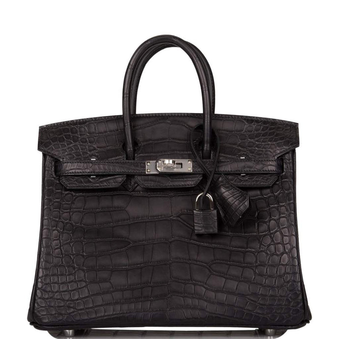 [New] Hermès Black Matte Alligator Birkin 25cm Palladium Hardware