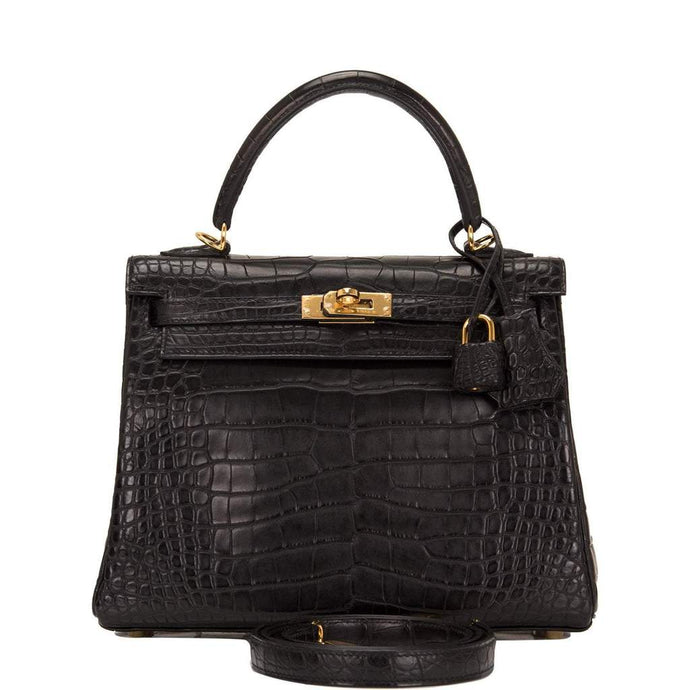 Hermes Kelly 25 Retourne Noir Matte Alligator Gold Hardware– Wrist  Aficionado