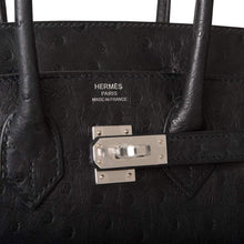 將圖片加載到圖庫查看器中， [New] Hermès Black Ostrich Birkin 25cm Palladium Hardware

