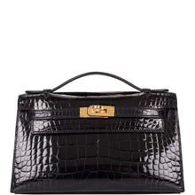 Load image into Gallery viewer, [NEW] Hermès Kellymini Mini, Pochette | Noir/Black, Shiny Alligator, Gold Hardware
