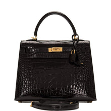 Load image into Gallery viewer, [NEW] Hermès Kelly Sellier 25 | Noir, Shiny Alligator Leather, Gold Hardware
