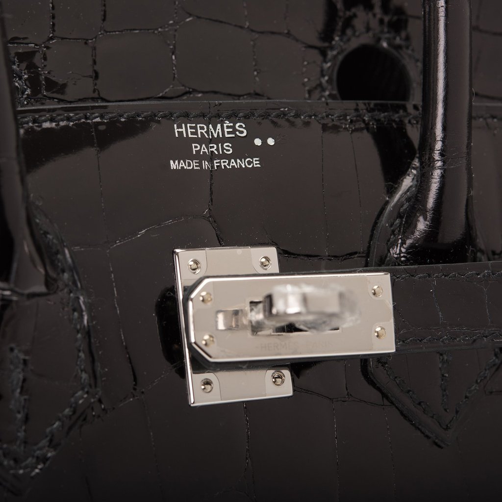 Hermès Birkin 25 Noir (Black) Crocodile Niloticus Lisse Palladium Hardware