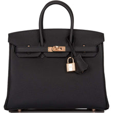 将图片加载到图库查看器中， [New] Hermès Black Togo Birkin 25cm Rose Gold Hardware
