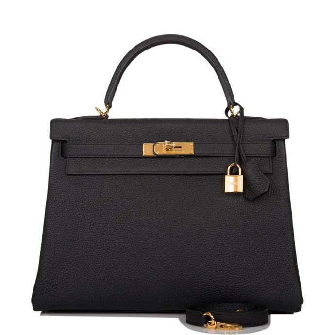 [NEW] Hermès Kelly Retourne 32 | Noir/Black,Togo Leather, Gold Hardware