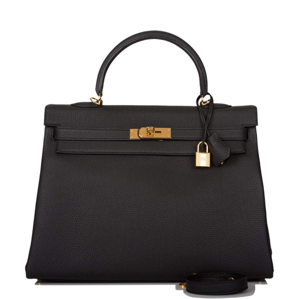 [New] Hermès Kelly Retourne 35 | Noir/Black, Togo Leather, Gold Hardware