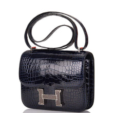 Load image into Gallery viewer, [New] Hermès Constance 18 | Bleu Marine Alligator and Ombre Lizard Marquette, Palladium Hardware
