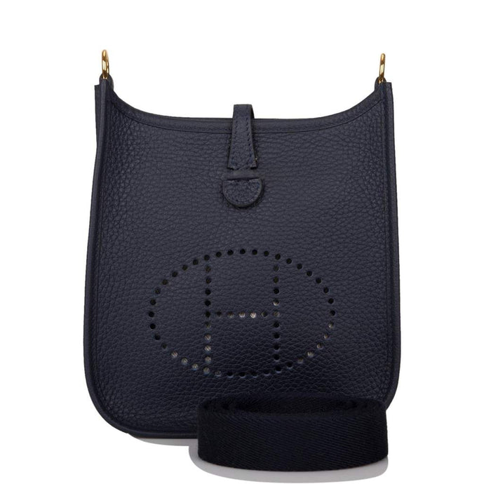 [New] Hermès Bleu Nuit Clemence Evelyne TPM Bag Gold Hardware