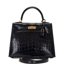 Muatkan imej ke dalam penonton Galeri, [NEW] Hermès Kelly Sellier 25 | Bleu Marine, Shiny Alligator Leather, Gold Hardware
