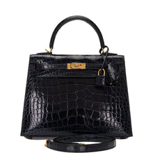 Load image into Gallery viewer, [NEW] Hermès Kelly Sellier 25 | Bleu Marine, Shiny Alligator Leather, Gold Hardware

