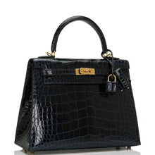 Load image into Gallery viewer, [NEW] Hermès Kelly Sellier 25 | Bleu Marine, Shiny Alligator Leather, Gold Hardware
