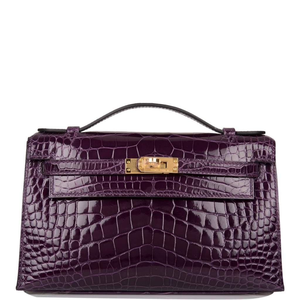 [NEW] Hermès Kellymini Mini, Pochette | Cassis, Shiny Alligator, Gold Hardware