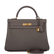 Load image into Gallery viewer, [NEW] Hermès Kelly Retourne 32 | Etain, Togo Leather, Gold Hardware

