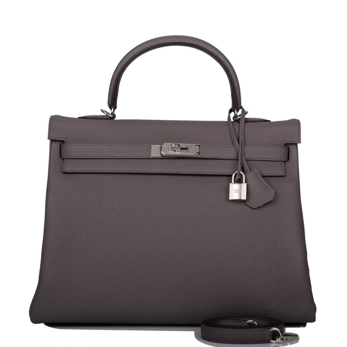 [New] Hermès Kelly Retourne 35 | Etain, Togo Leather, Palladium Hardware
