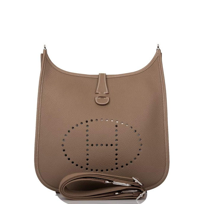 [New] Hermès Etoupe Clemence Evelyne III PM Bag Palladium Hardware