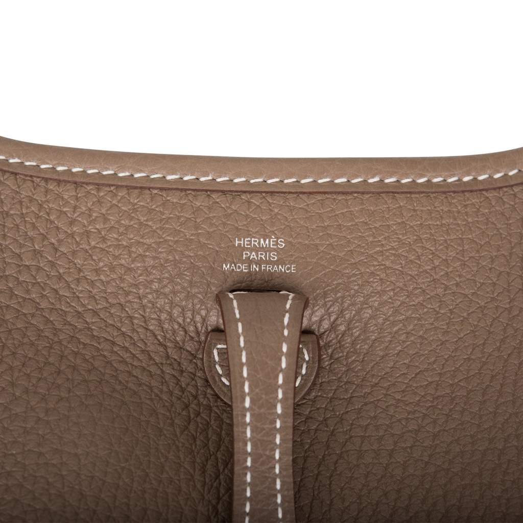 Hermes Bag Evelyne PM Etoupe Clemence Palladium Hardware – Mightychic