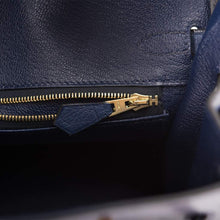 Load image into Gallery viewer, [New] Hermès HSS Bi-color Gris Agate and Bleu Iris Ostrich Birkin 25cm Gold Hardware
