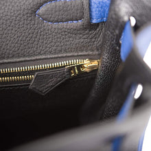 Load image into Gallery viewer, [NEW] Hermès Kelly Retourne 28 | Horseshoe Stamp (HSS), Bi-Color Black and Bleu Electric, Clemence Leather, Brushed Gold Hardware
