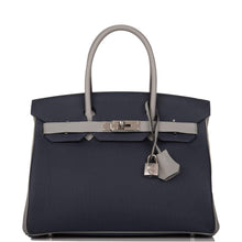 Load image into Gallery viewer, [New] Hermès Birkin 30 Horseshoe Stamp (HSS) | Bi-Color Bleu Nuit and Gris Mouette, Togo Leather, Palladium Hardware
