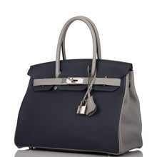 Load image into Gallery viewer, [New] Hermès Birkin 30 Horseshoe Stamp (HSS) | Bi-Color Bleu Nuit and Gris Mouette, Togo Leather, Palladium Hardware
