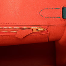 Muatkan imej ke dalam penonton Galeri, [New] Hermès Birkin 30 Horseshoe Stamp (HSS) | Bi-Color: Malachite and Orange Poppy, Togo Leather, Permabrass Hardware
