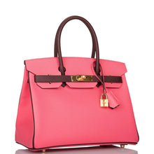 Load image into Gallery viewer, [New] Hermès Birkin 30 Horseshoe Stamp (HSS) | Bi-Color Rose Azalee and Bordeaux, Epsom Leather, Gold Hardware
