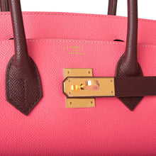 Load image into Gallery viewer, [New] Hermès Birkin 30 Horseshoe Stamp (HSS) | Bi-Color Rose Azalee and Bordeaux, Epsom Leather, Gold Hardware
