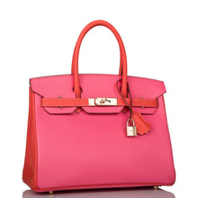 Load image into Gallery viewer, [New] Hermès Birkin 30 Horseshoe Stamp (HSS) | Bi-Color Rose Azalee and Feu, Epsom Leather, Permabrass Hardware
