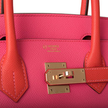 Load image into Gallery viewer, [New] Hermès Birkin 30 Horseshoe Stamp (HSS) | Bi-Color Rose Azalee and Feu, Epsom Leather, Permabrass Hardware
